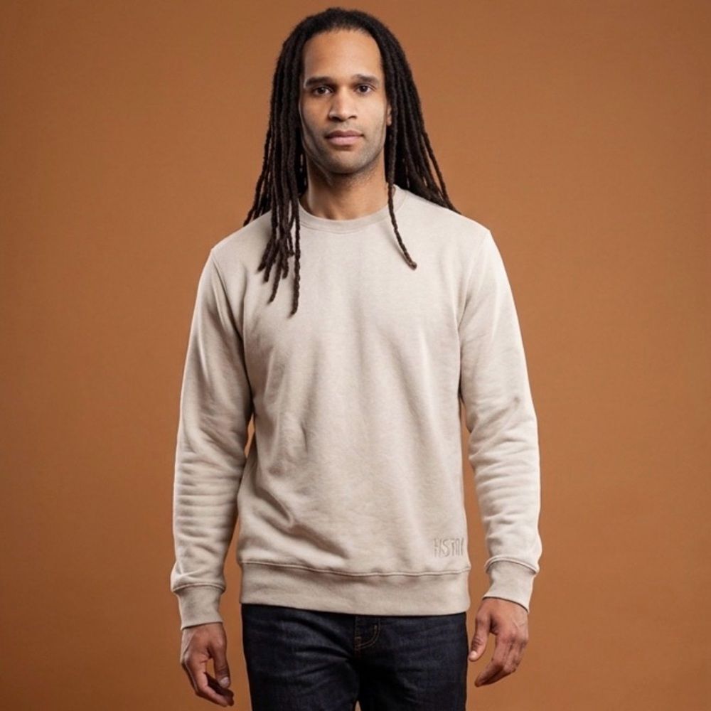 NWT HSTRY By NAS Unisex Sand/Cream Crew Neck Mineral Wash Sweatshirt - 2XL